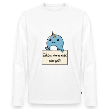 Narwal lustiger Spruch humor Gefängnisbild - Männer Premium Bio Langarmshirt - Weiß - Vorne - Nico (187cm)