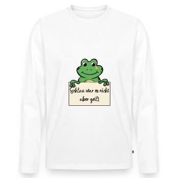 Frosch lustiger Spruch humor Gefängnisbild - Männer Premium Bio Langarmshirt - Weiß - Vorne - Nico (187cm)