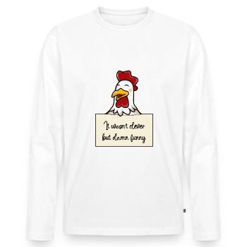 Huhn lustiger Spruch humor Gefängnisbild - Männer Premium Bio Langarmshirt - Weiß - Vorne - Nico (187cm)