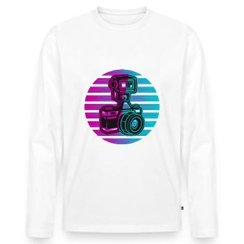 Fotograf Fotografie Foto Neon - Männer Premium Bio Langarmshirt - Weiß - Vorne - Nico (187cm)