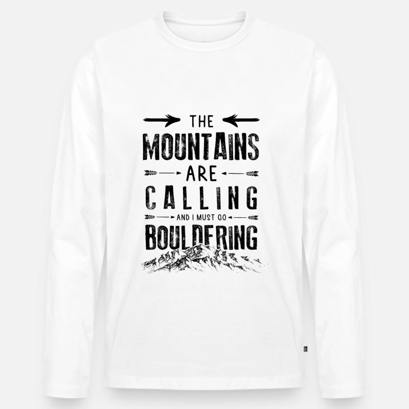 Mountains Calling Bouldering Eisklettern - Männer Premium Bio Langarmshirt - Weiß