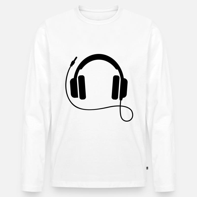 Kopfhörer Symbol - Männer Premium Bio Langarmshirt - Weiß