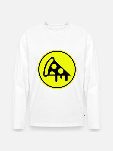 Pizza Icon Silhouette - Männer Premium Bio Langarmshirt - Weiß