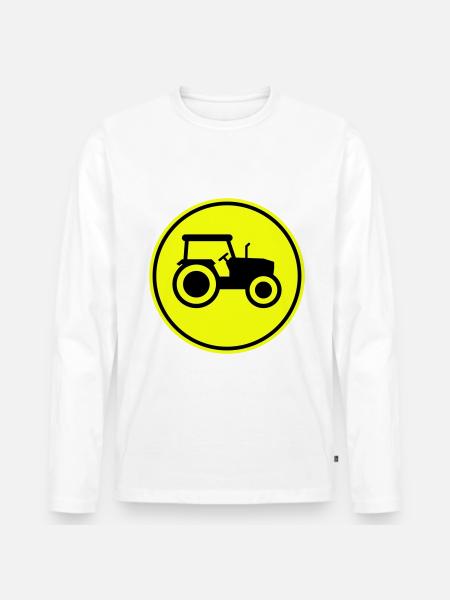 Traktor icon Silhouette - Männer Premium Bio Langarmshirt - Weiß