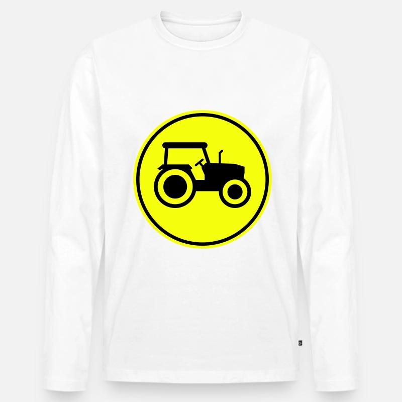 Traktor icon Silhouette - Männer Premium Bio Langarmshirt - Weiß