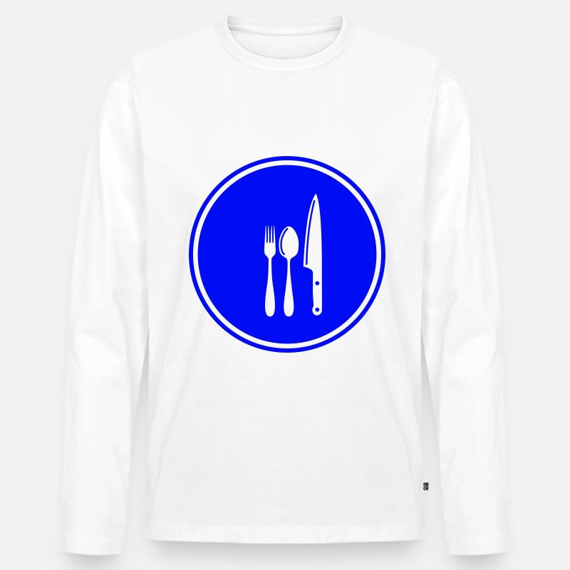 Gabel Besteck - Männer Premium Bio Langarmshirt - Weiß