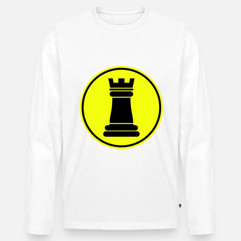 Schachfigur Turm - Männer Premium Bio Langarmshirt - Weiß