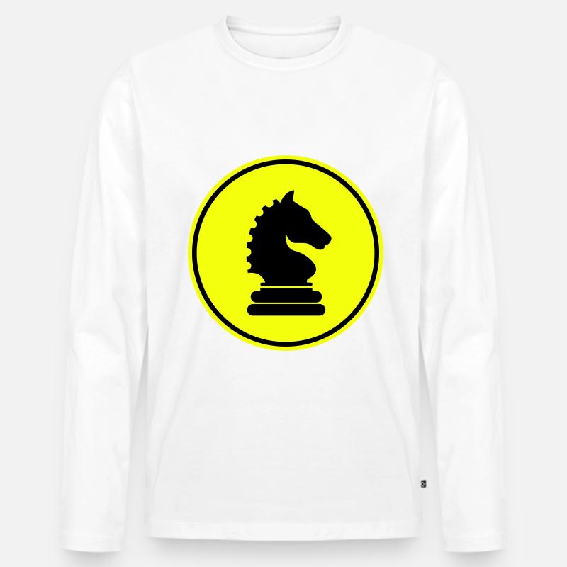 Pferd Schachfigur - Männer Premium Bio Langarmshirt - Weiß