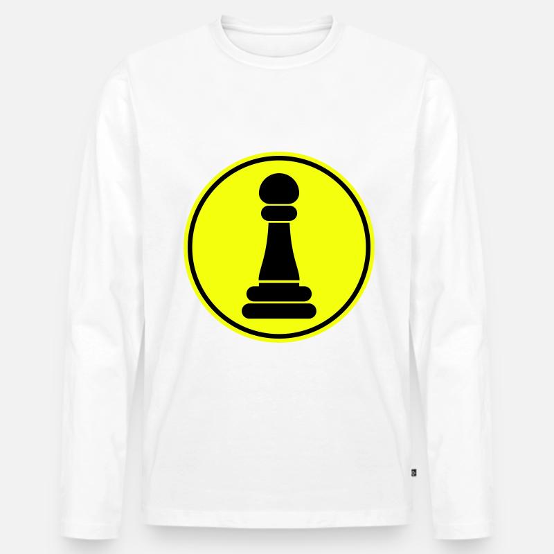 Läufer Bauer Schachfigur - Männer Premium Bio Langarmshirt - Weiß