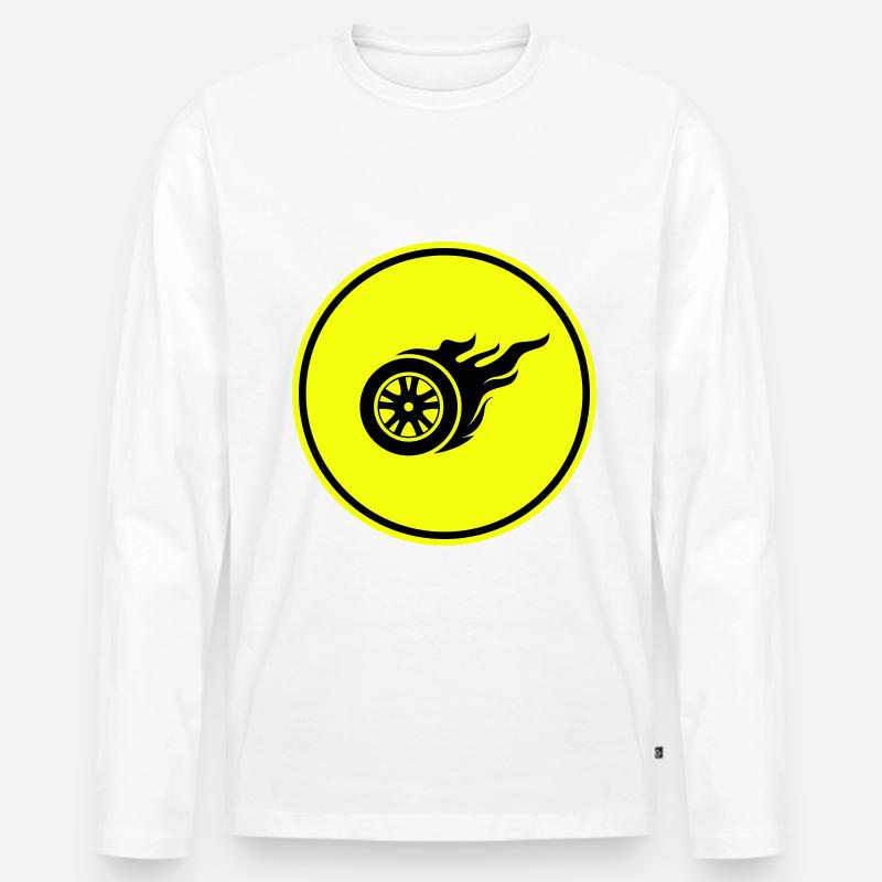 Reifen feuer - Männer Premium Bio Langarmshirt - Weiß