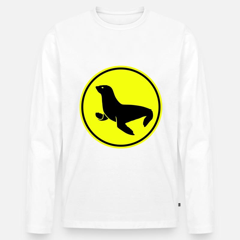 seehund tier - Männer Premium Bio Langarmshirt - Weiß