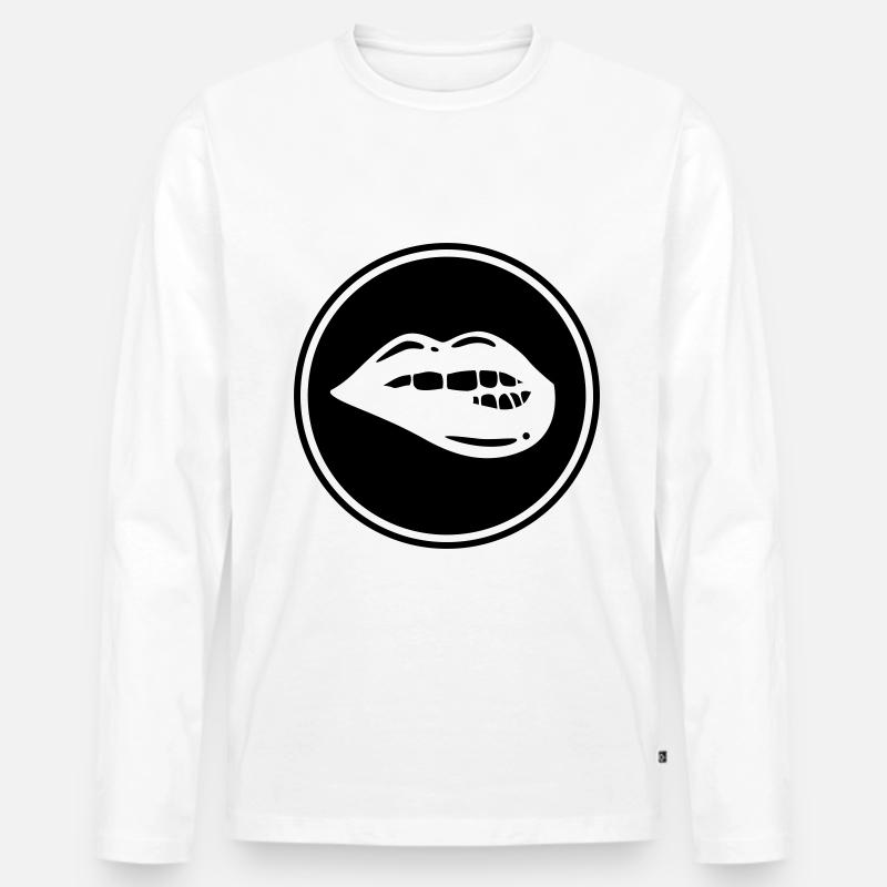 Lippen symbol - Männer Premium Bio Langarmshirt - Weiß