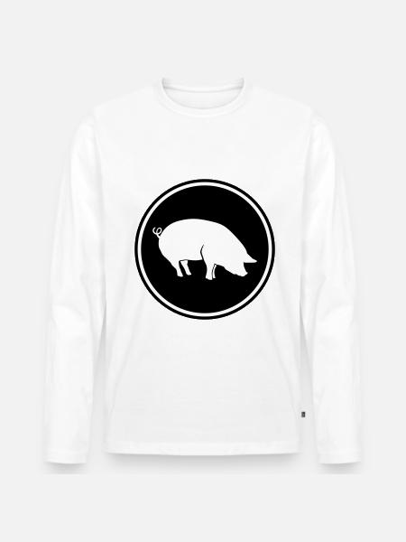 Schwein Tier - Männer Premium Bio Langarmshirt - Weiß