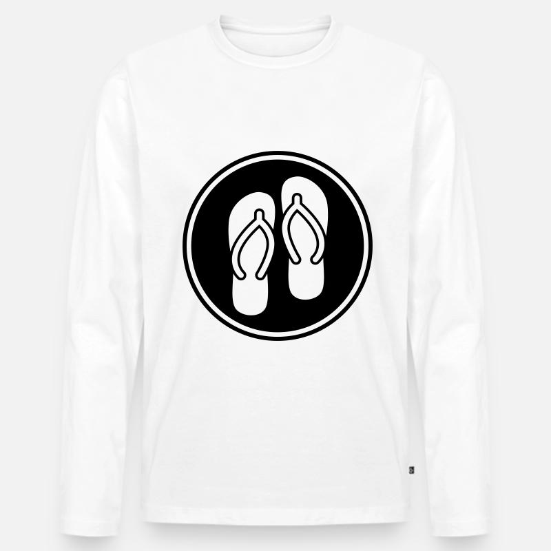 Badelatschen icon - Männer Premium Bio Langarmshirt - Weiß