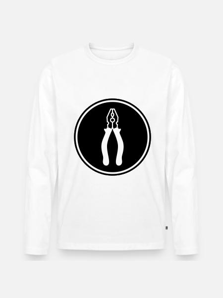 Zange Handwerker - Männer Premium Bio Langarmshirt - Weiß