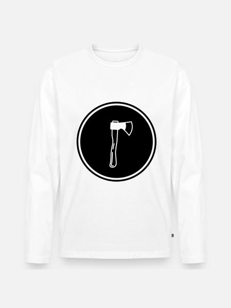 Axt Symbol - Männer Premium Bio Langarmshirt - Weiß