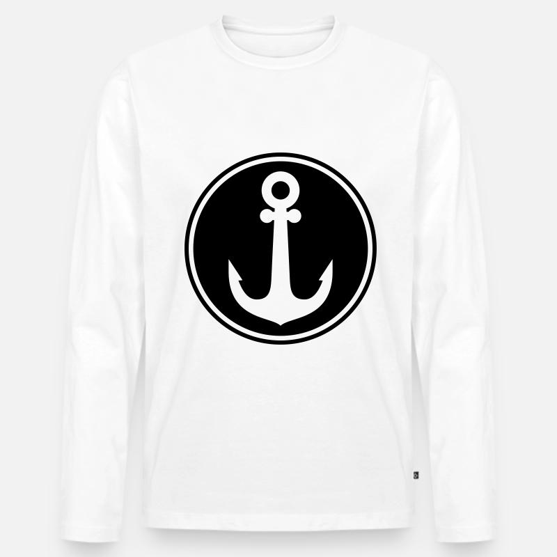 Anker Icon - Männer Premium Bio Langarmshirt - Weiß
