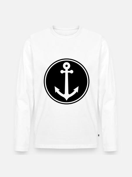 Anchor Captain Symbol - Men's Premium Organic Long Sleeve Shirt - white