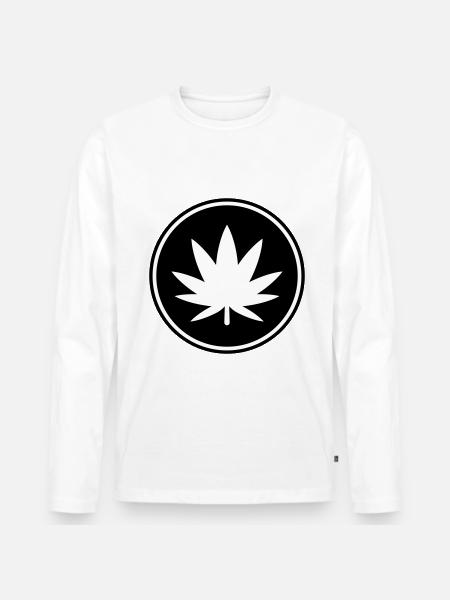 Hemp Leaf Icon - Men's Premium Organic Long Sleeve Shirt - white