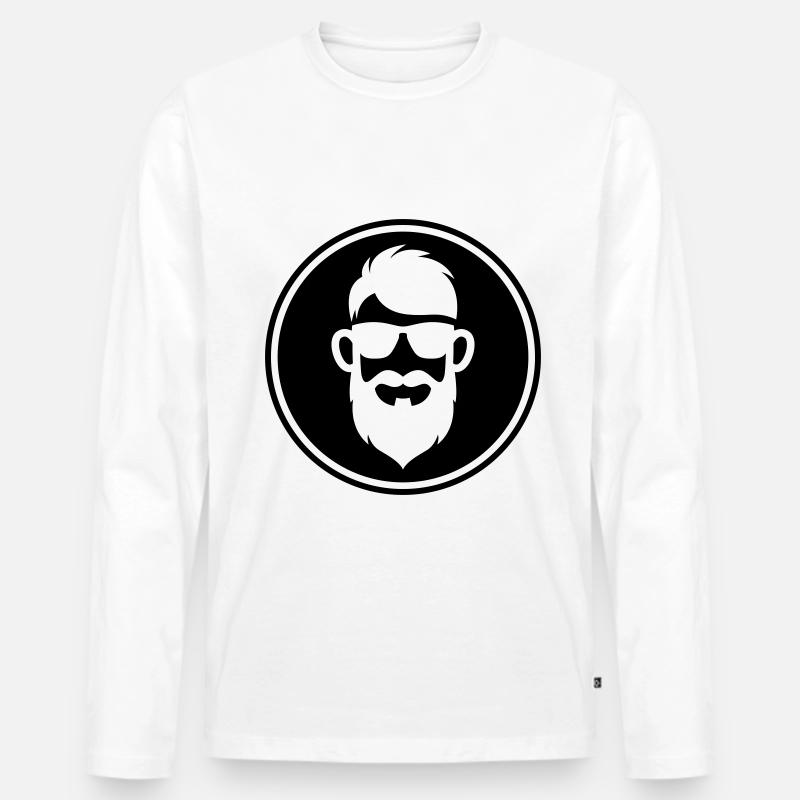 Gesicht bart symbol - Männer Premium Bio Langarmshirt - Weiß