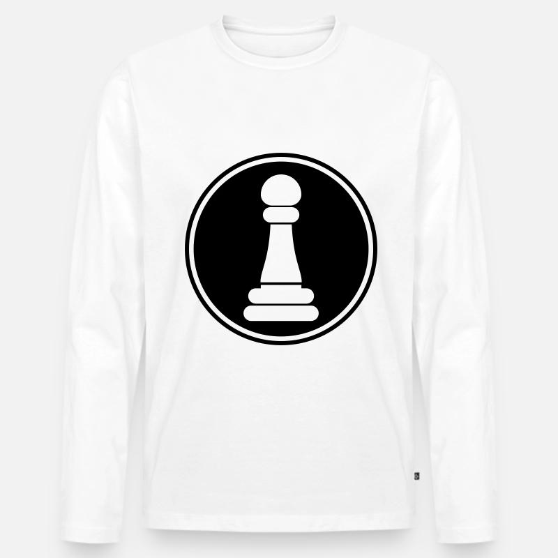 Läufer Bauer Schachfigur - Männer Premium Bio Langarmshirt - Weiß