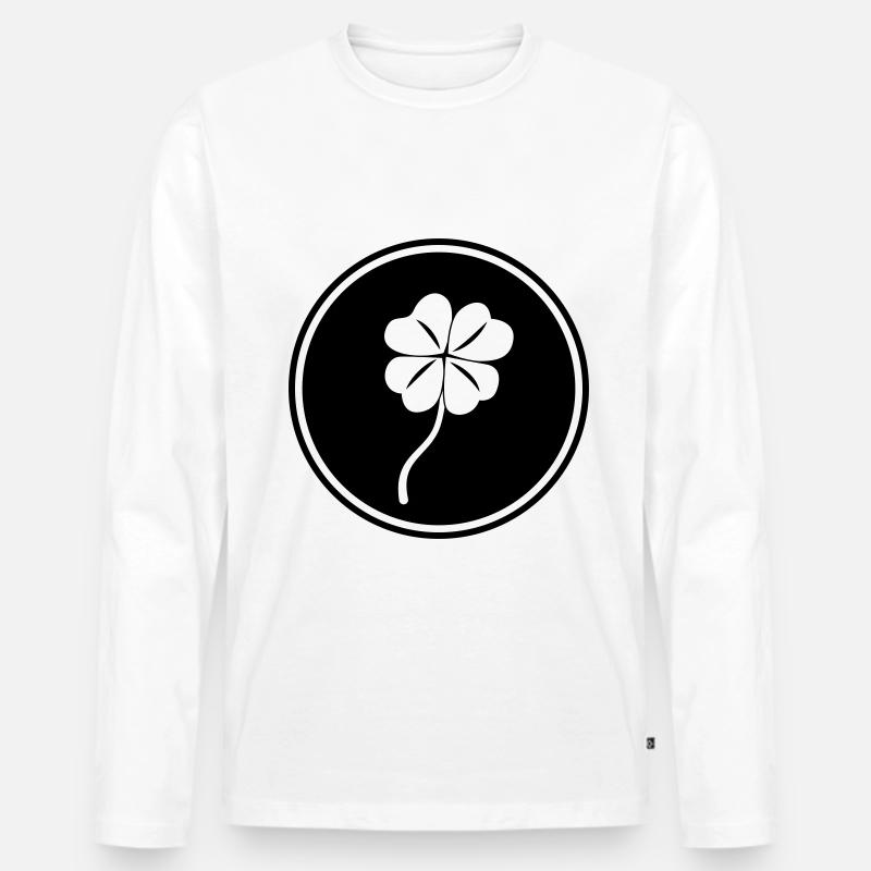 Kleeblatt glück - Männer Premium Bio Langarmshirt - Weiß