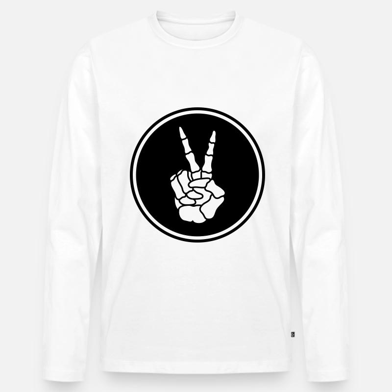 Hand frieden skelett - Männer Premium Bio Langarmshirt - Weiß