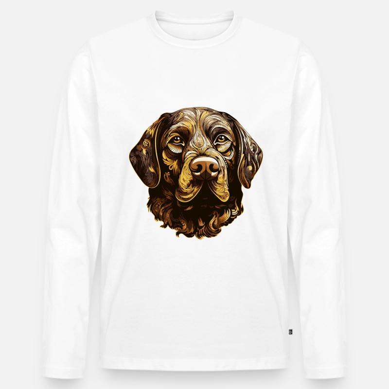 Labrador Hund Kopf Tier - Männer Premium Bio Langarmshirt - Weiß