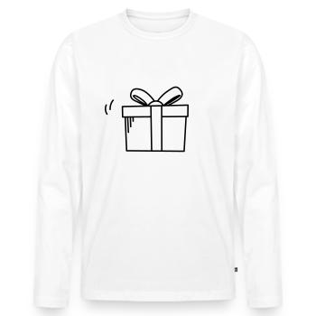 Geschenk Box Überraschung Illustration - Männer Premium Bio Langarmshirt - Weiß - Vorne - Nico (187cm)