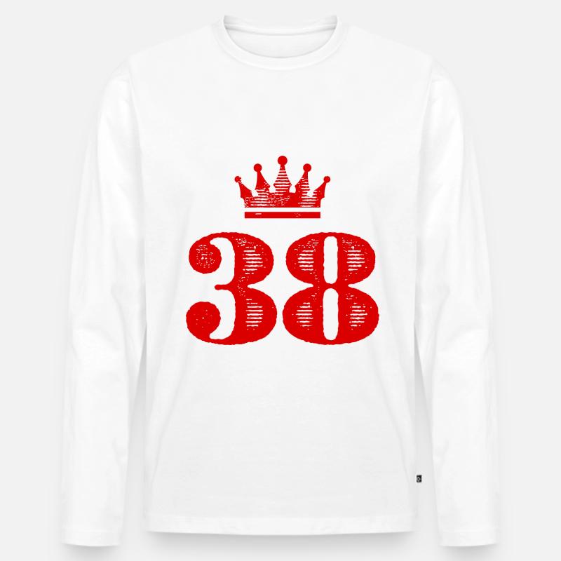 38 Zahl Krone - Männer Premium Bio Langarmshirt - Weiß