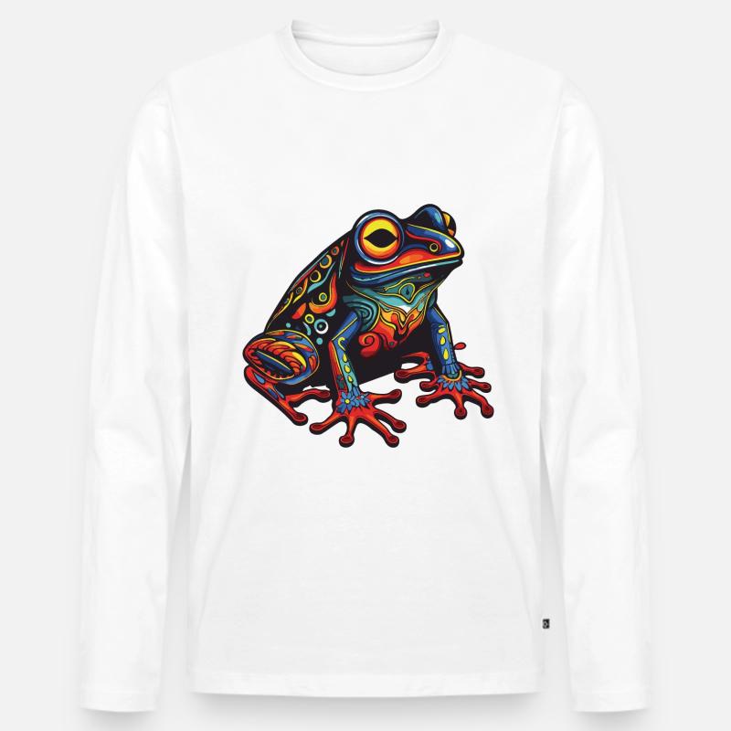 Frosch Portrait - Männer Premium Bio Langarmshirt - Weiß