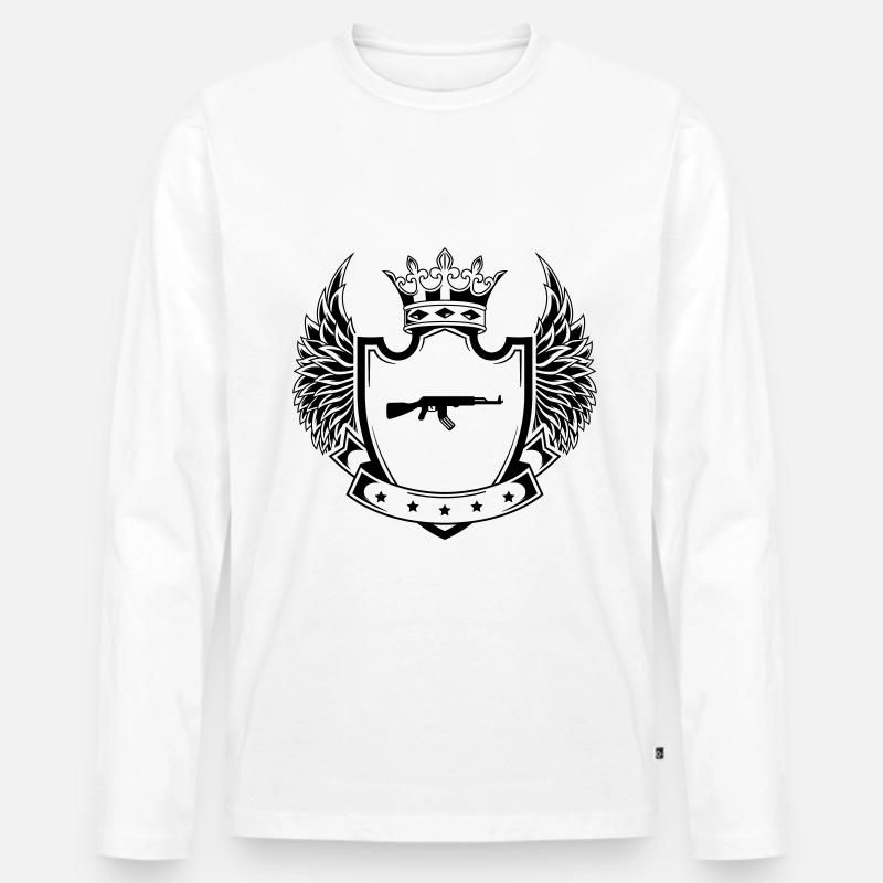 Gewehr icon wappen - Männer Premium Bio Langarmshirt - Weiß