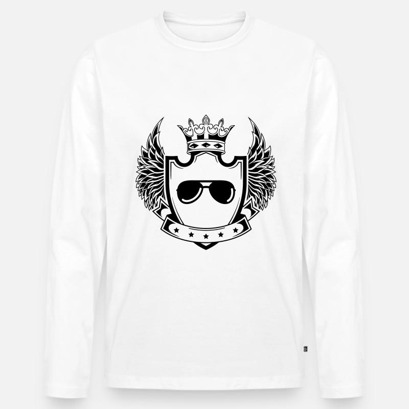 sonnenbrille icon wappen - Männer Premium Bio Langarmshirt - Weiß