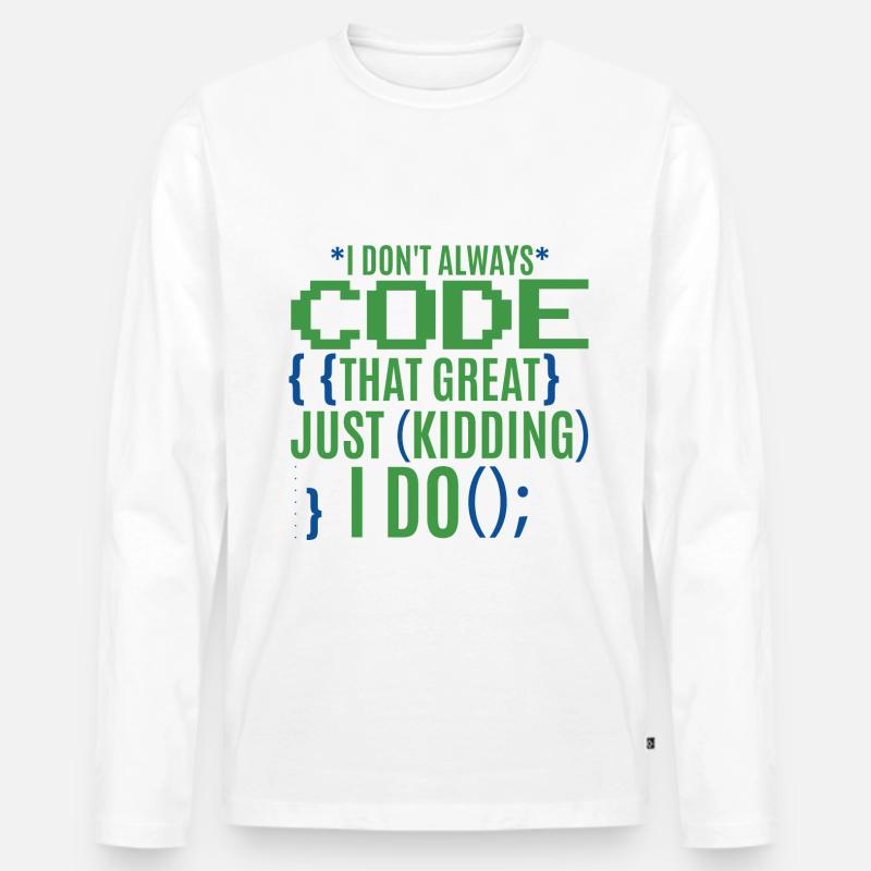 Funny Coder Programmer IT - Men's Premium Organic Long Sleeve Shirt - white