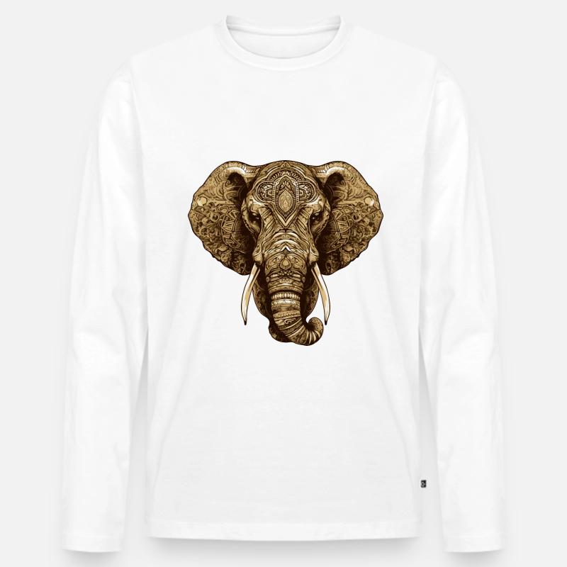 Elefant Kopf Tier - Männer Premium Bio Langarmshirt - Weiß