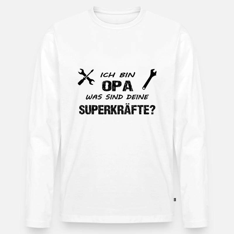 Opa - Männer Premium Bio Langarmshirt - Weiß