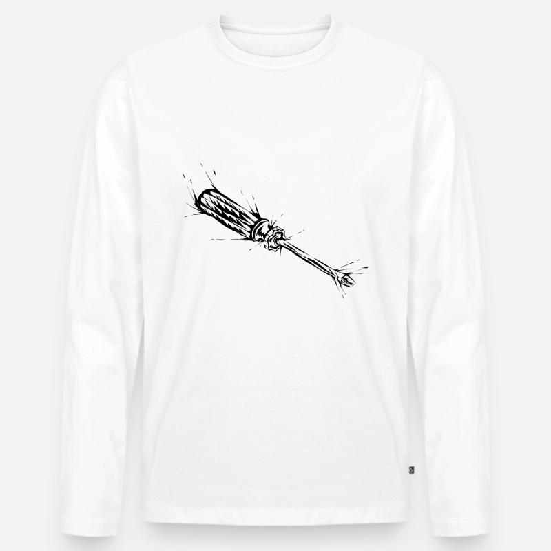 Handwerker Schraubenzieher - Männer Premium Bio Langarmshirt - Weiß