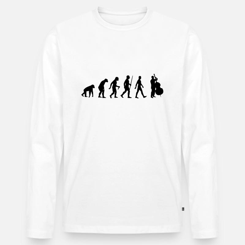 Kontrabass - Evolution Musik Streicher Instrument - Männer Premium Bio Langarmshirt - Weiß