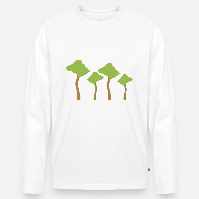 vier Bäume Baum Wald - Männer Premium Bio Langarmshirt - Weiß