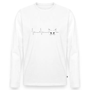 Puls, Herzschlag für Katzen - Männer Premium Bio Langarmshirt - Weiß - Vorne - Nico (187cm)