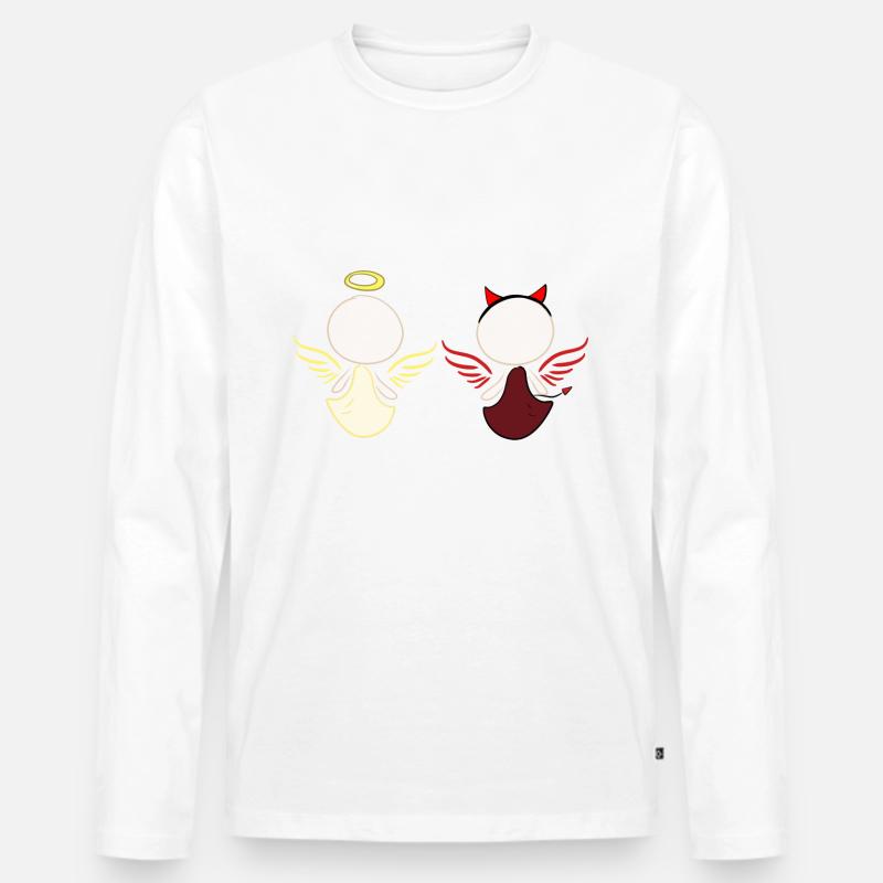 Teufel Engel Symbol Gut Böse - Männer Premium Bio Langarmshirt - Weiß