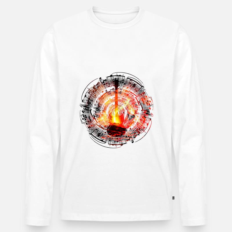 Gitar Circle Fire - Männer Premium Bio Langarmshirt - Weiß