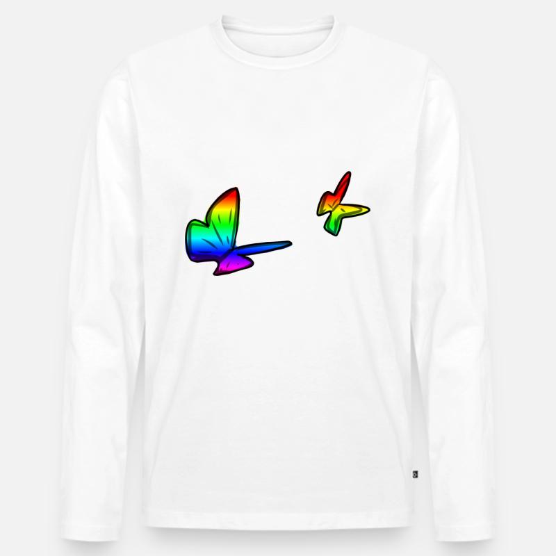 bunte schmetterlinge schmetterling bunt symbol - Männer Premium Bio Langarmshirt - Weiß
