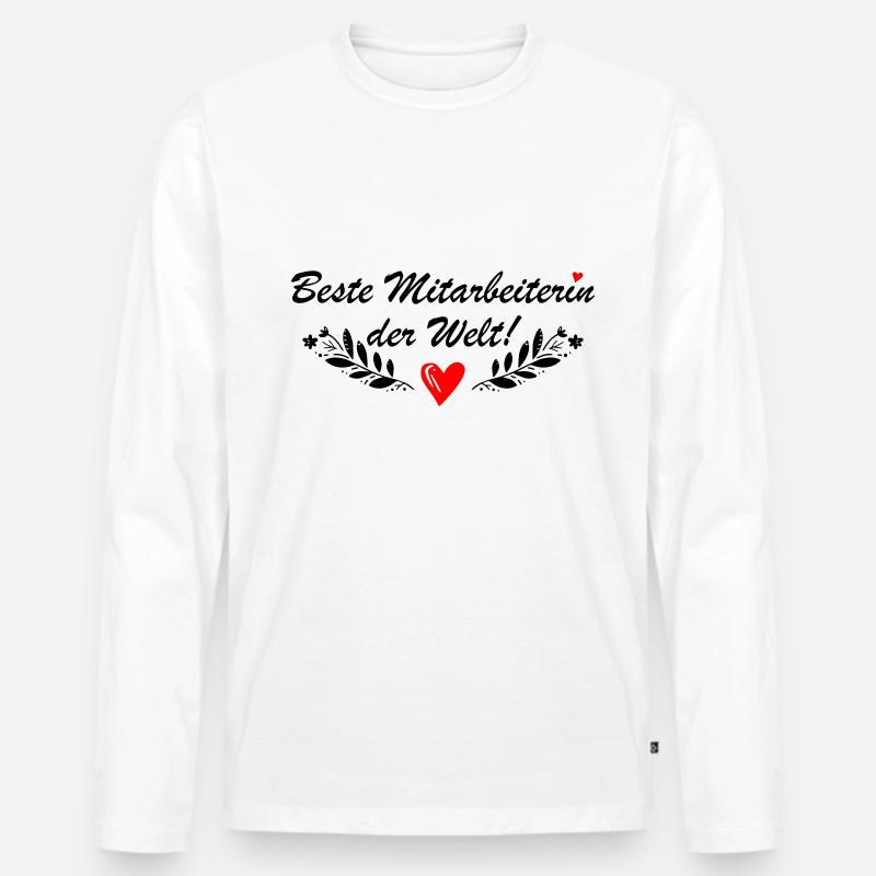 Beste Mitarbeiterin der Welt - Männer Premium Bio Langarmshirt - Weiß