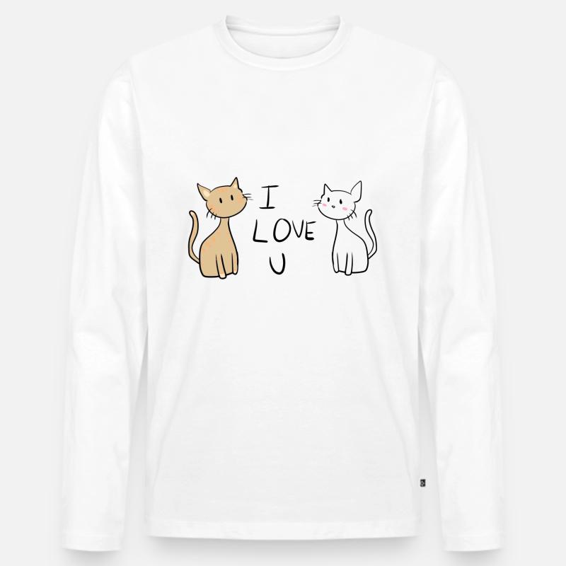 Ich liebe dich katzen katze - Männer Premium Bio Langarmshirt - Weiß
