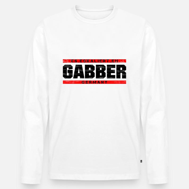 Gabber - Männer Premium Bio Langarmshirt - Weiß