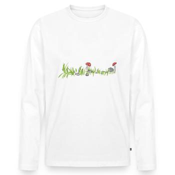 Herbe Nature Champignon Surface Sol - T-shirt manches longues Premium bio Homme - blanc - Devant - Nico (187cm)