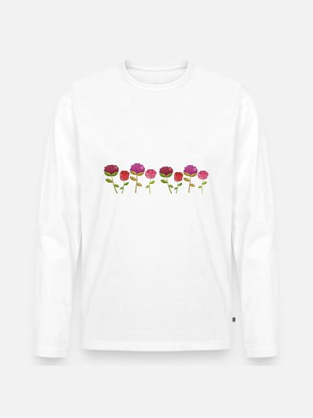 Flowers Nature Plants Line - Men's Premium Organic Long Sleeve Shirt - white