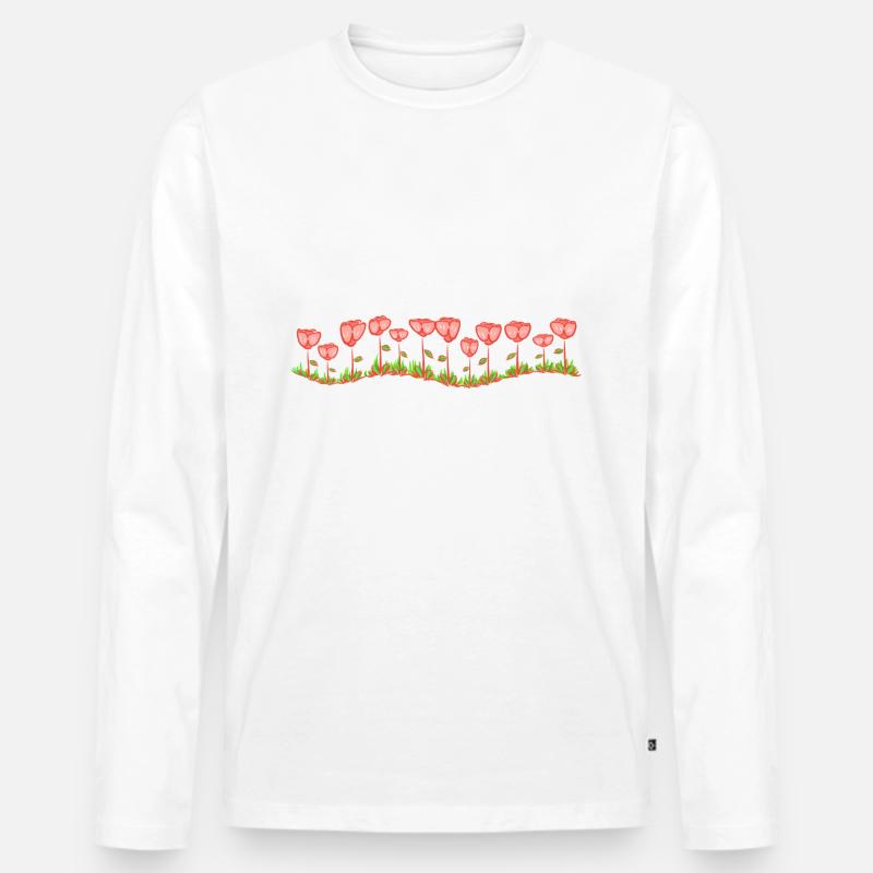 rote rosen welle linie - Männer Premium Bio Langarmshirt - Weiß