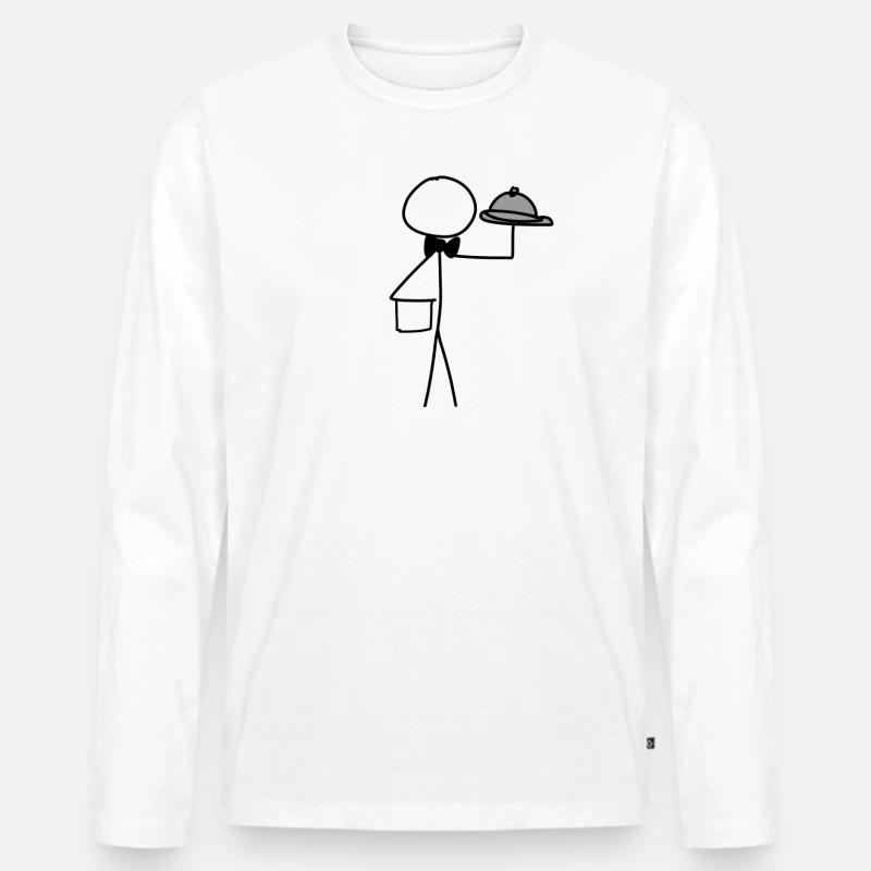 kellner servieren - Männer Premium Bio Langarmshirt - Weiß